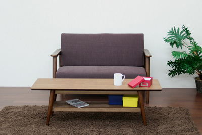 ミッドセンチュリー、ウォールナット・リビングテーブル、ライティング