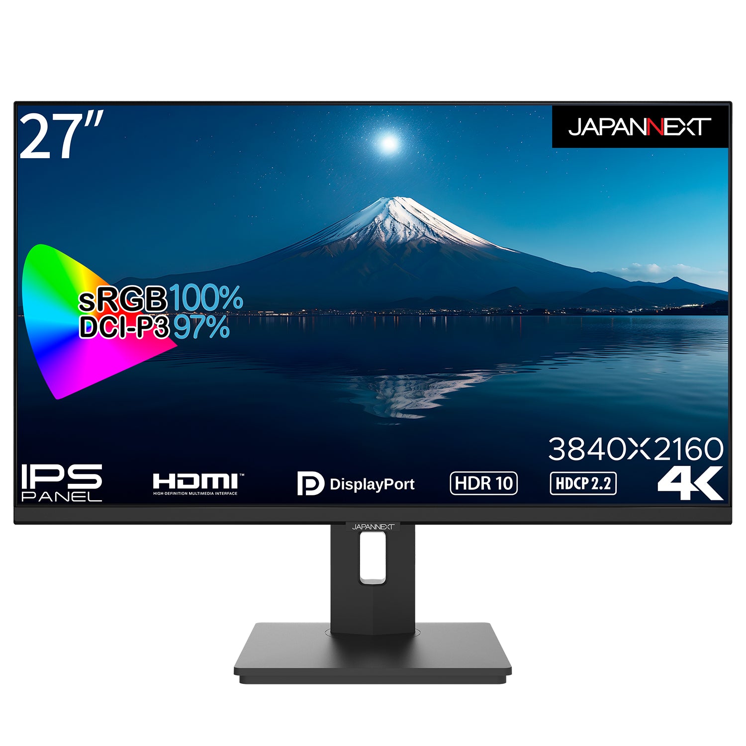 JAPANNEXT 27インチ 昇降式スタンド搭載4K(3840x2160)液晶モニター JN