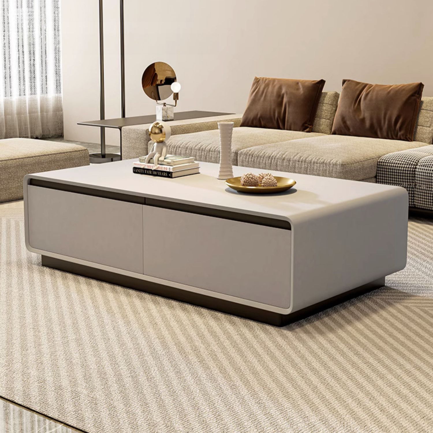 センターテーブル - 引き出し付きモダンデザイン 完成品 fel-1956