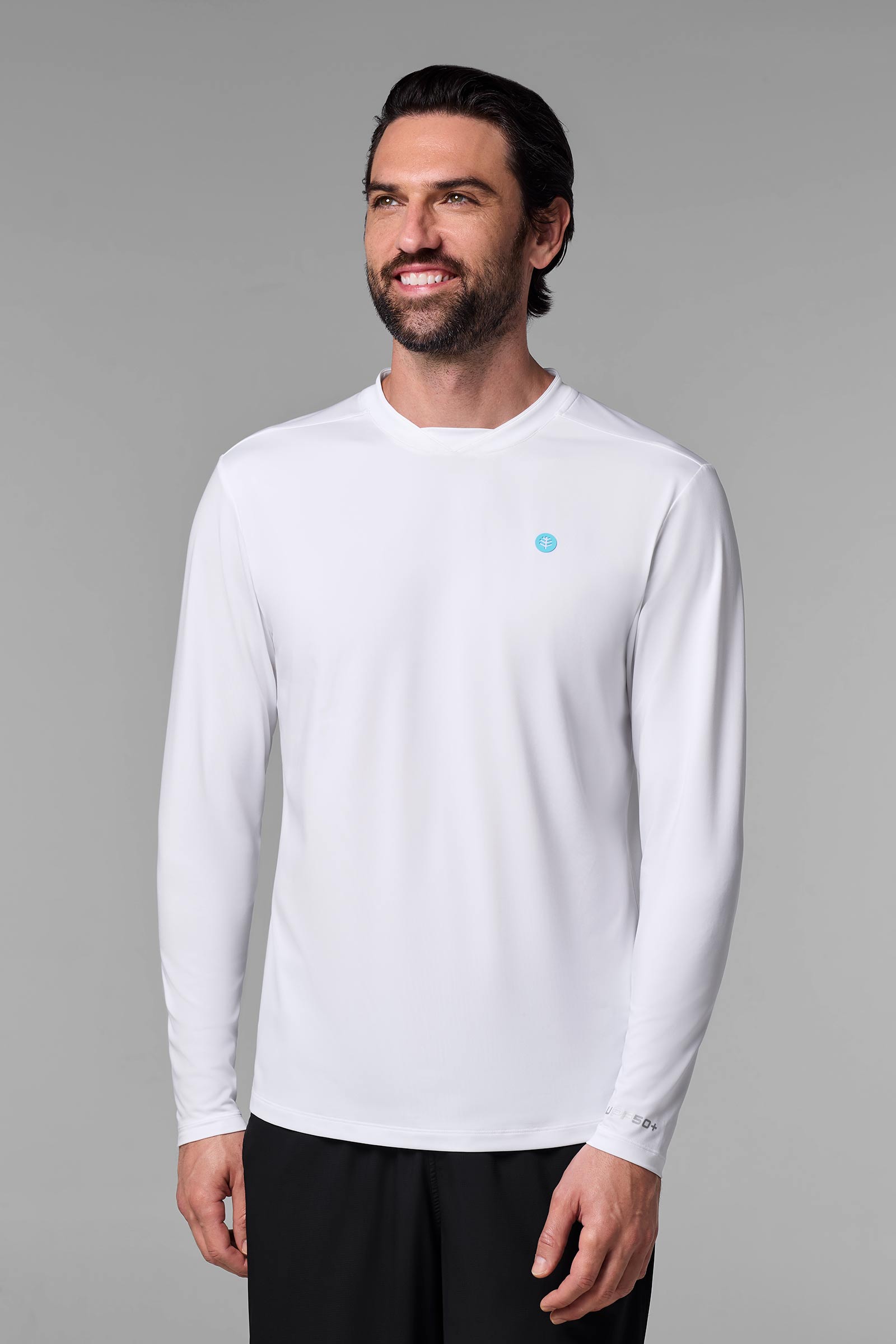 Men's Tiebreaker Long Sleeve Tennis T-Shirt | White UPF 50+