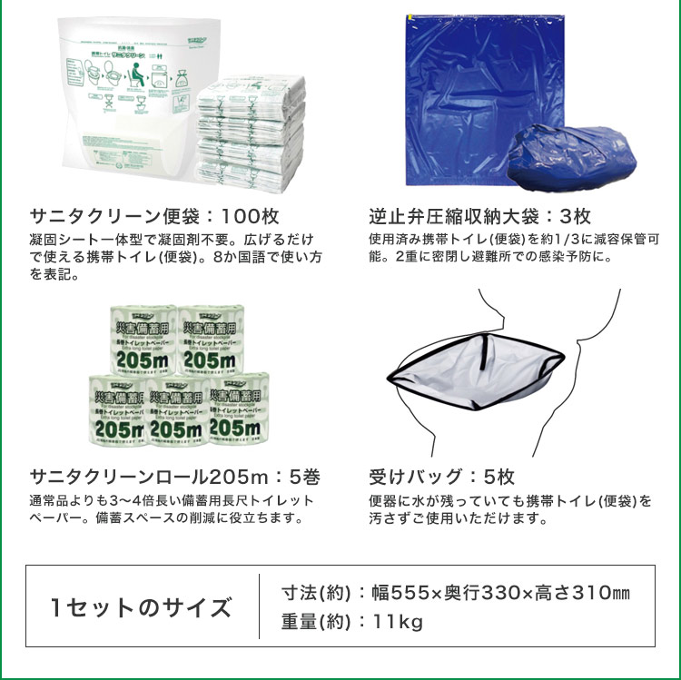 楽天市場】サニタクリーン 避難所トイレ開設セット BS-185 便袋100枚