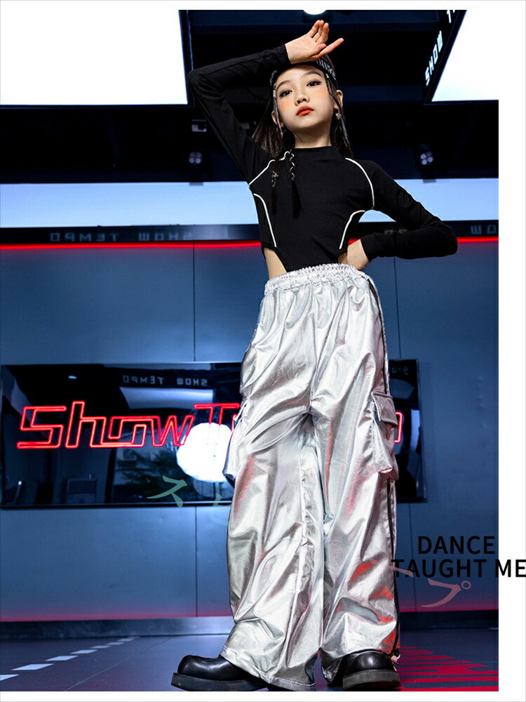 楽天市場】jazz シルバー 光沢 へそ出し キラキラ キッズ ダンス衣装