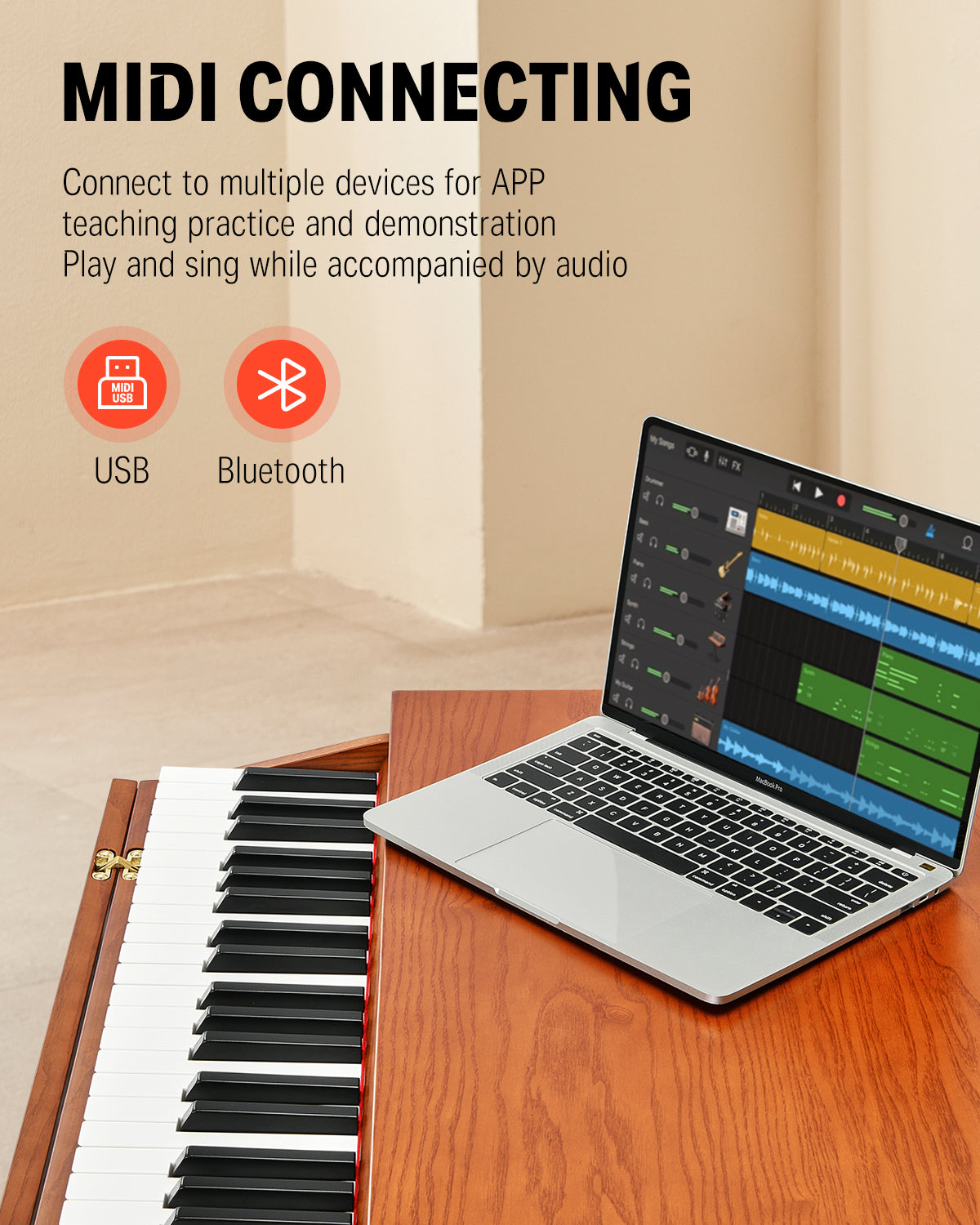 DDP-80 PRO Solid Wood Weighted Digital Piano Desk Drawer Design Donner