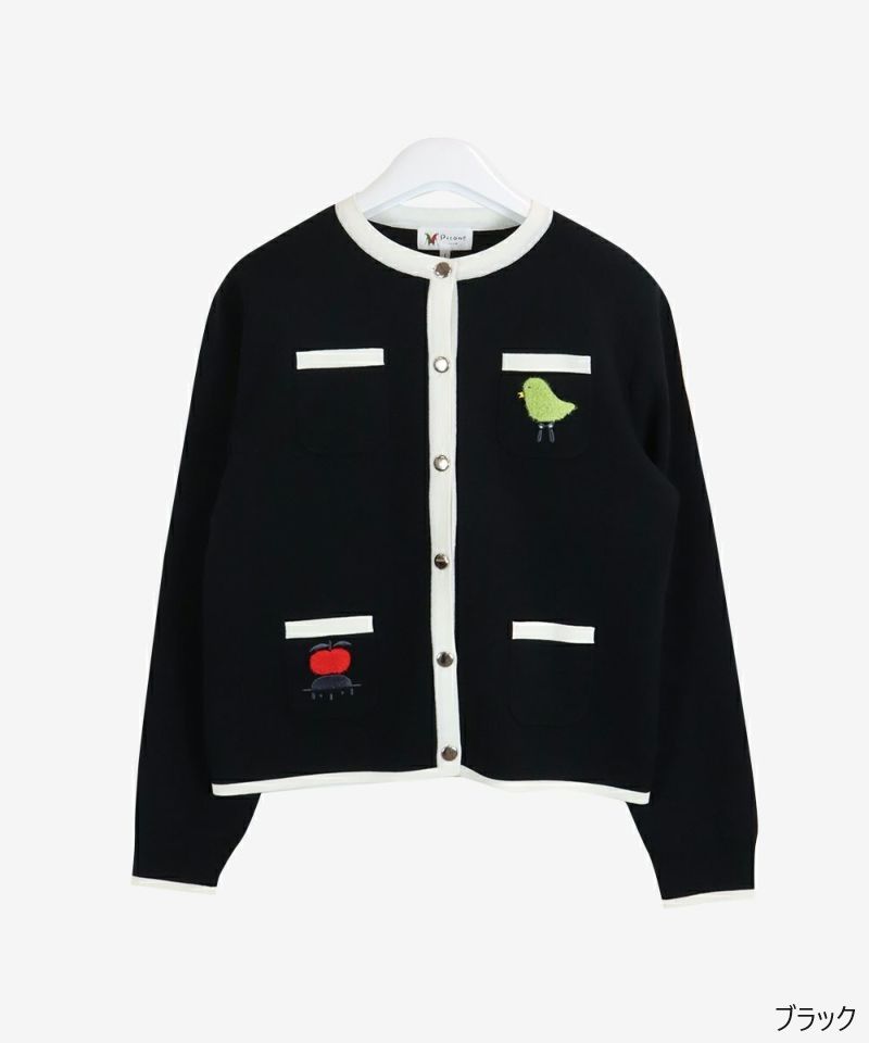 picone club - バイカラーカーディガン | ブラック | レディース