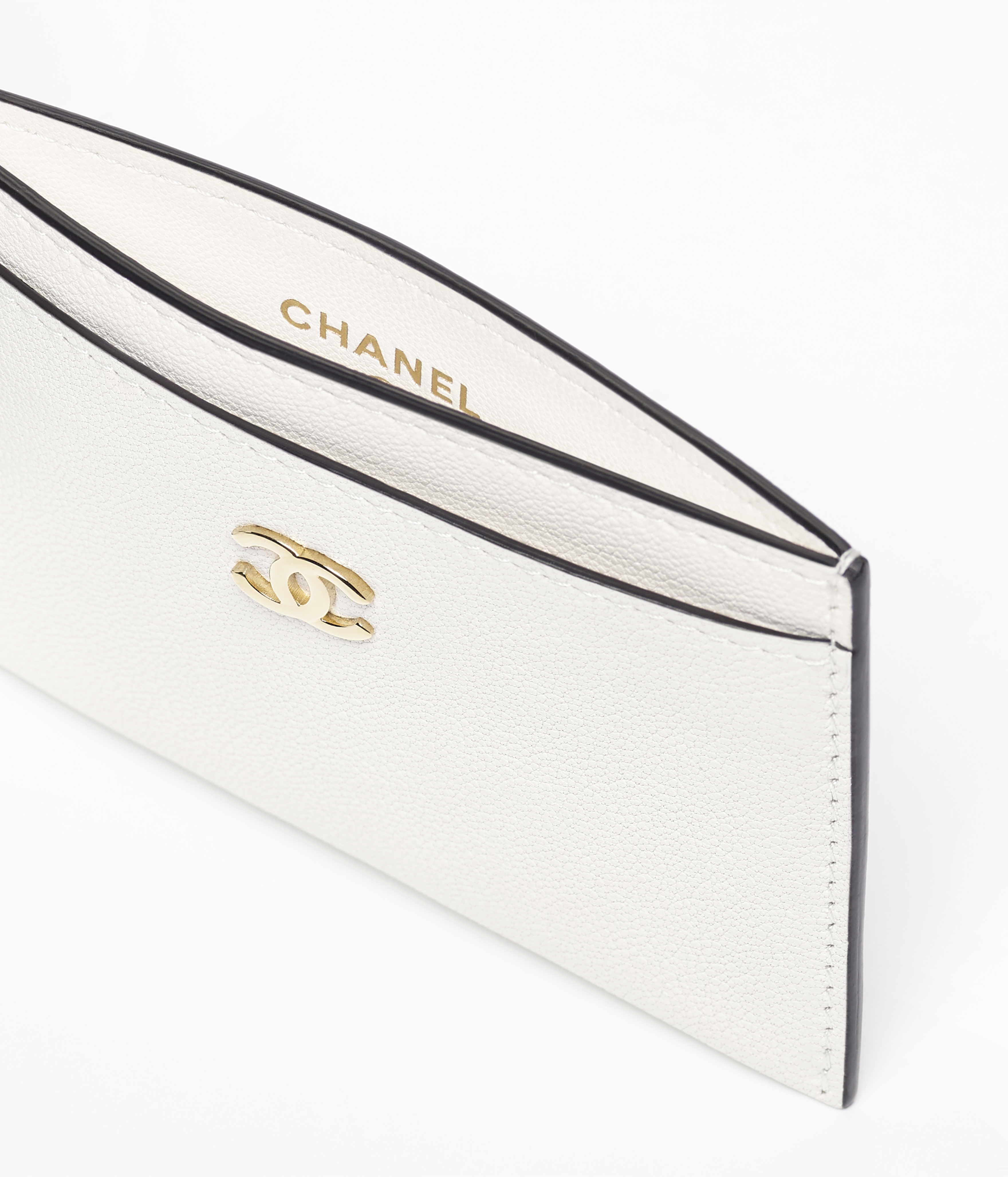 カードケース - グレインド ゴートスキン、ホワイト & ブラック