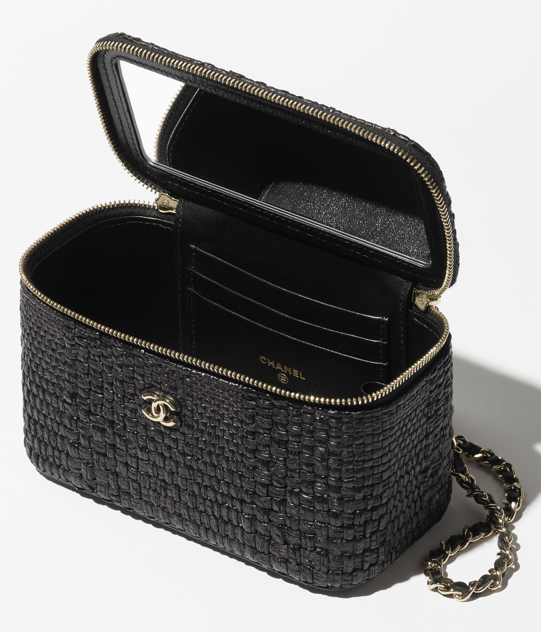 クラシック ロング ヴァニティケース - ブレード ラフィア、ブラック