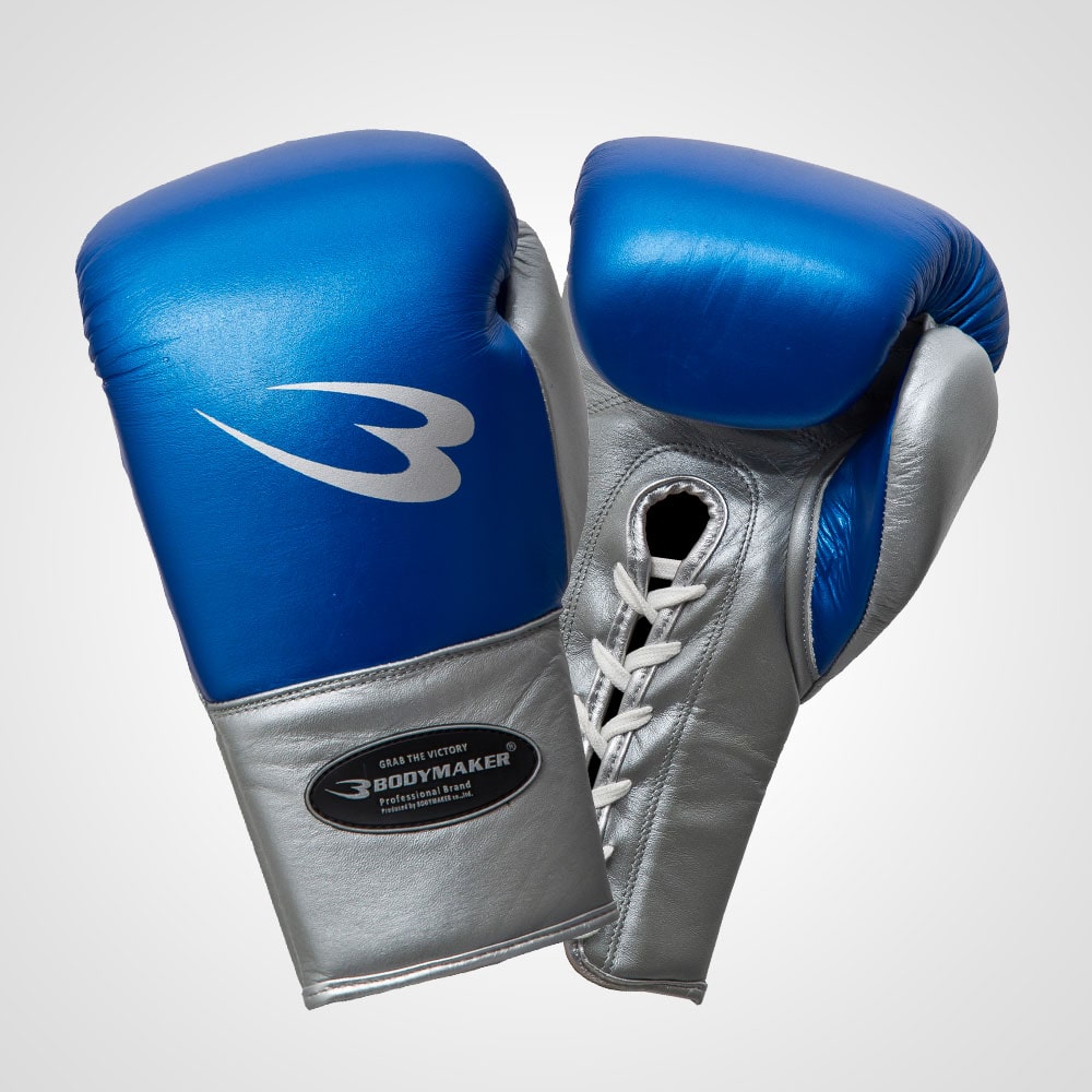 ボクシンググローブメタリック レースアップ 8OZ ブルー KG0888BL