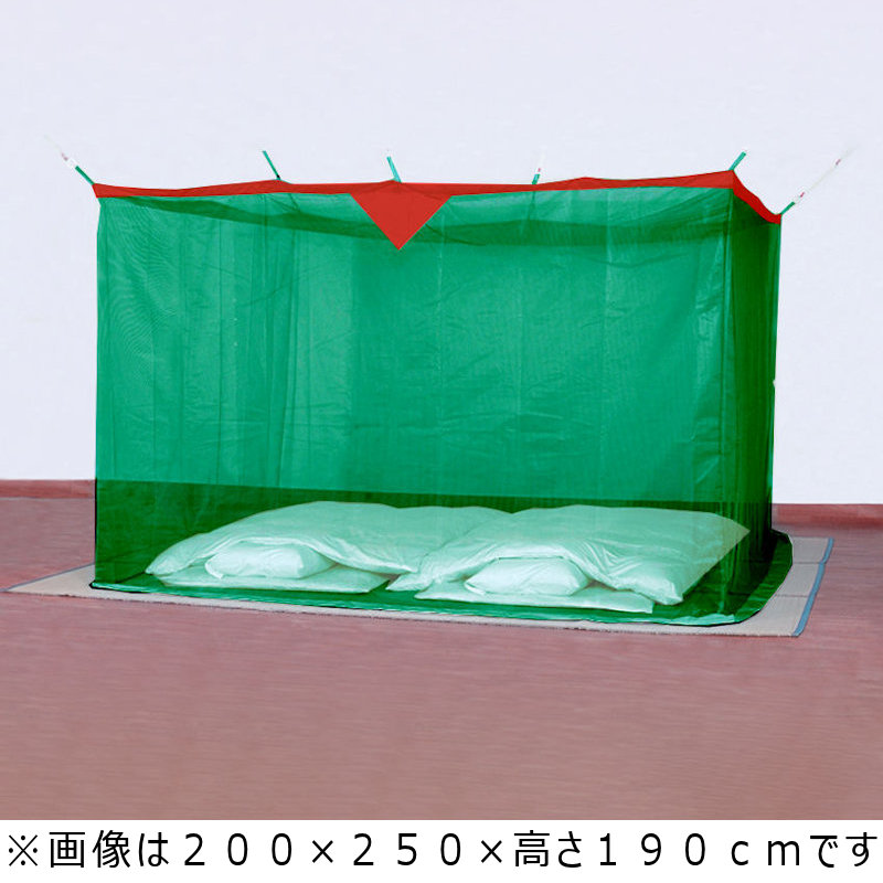 天然素材蚊帳 綿麻混合生地 グリーン 8畳用 250×350×高さ