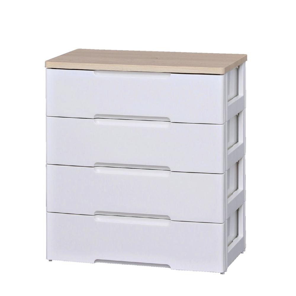 ウッドトップチェスト 幅73cm 4段 ホワイト HG－724 の通販