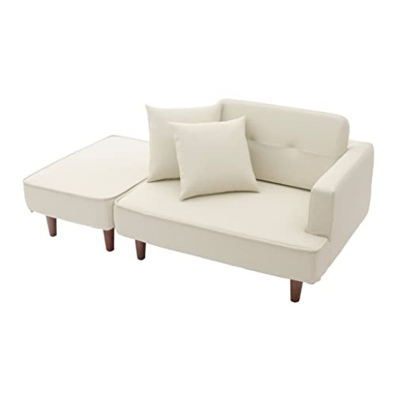 セルタン オットマン付 カウチソファ 2人掛け PVCホワイト A969p