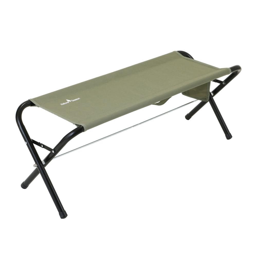 ナチュラルシーズン 折りたたみ パイプベンチ カーキ の通販