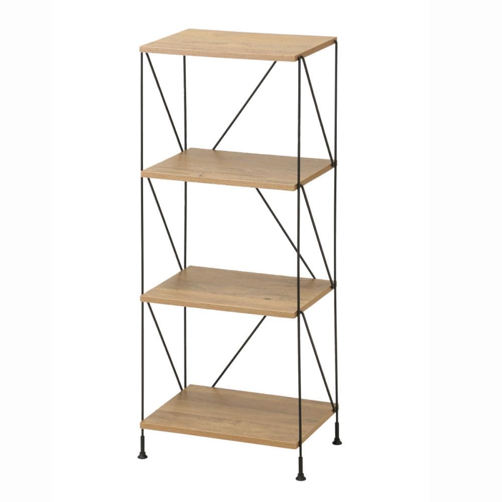 アテーナライフ 簡単組立ワイヤーシェルフ 40cm幅 4段 ナチュラル