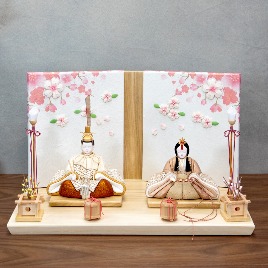 ぴっころシリーズ木村一秀作オリジナル木目込み人形印伝仕様舞桜雛