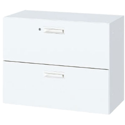 OFR45W-072D 2段引出し書庫 下置 ホワイト 幅900×奥行450×高さ700mmの