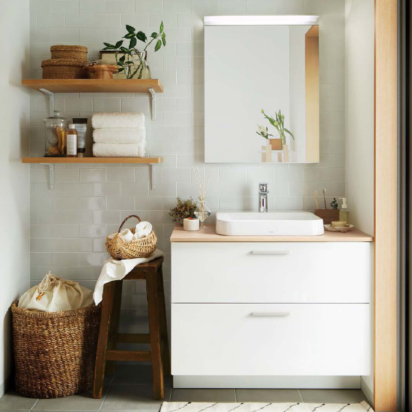 TOTO 洗面化粧台 ドレーナ 間口900mm 二段引き出し 木製一面鏡600mm