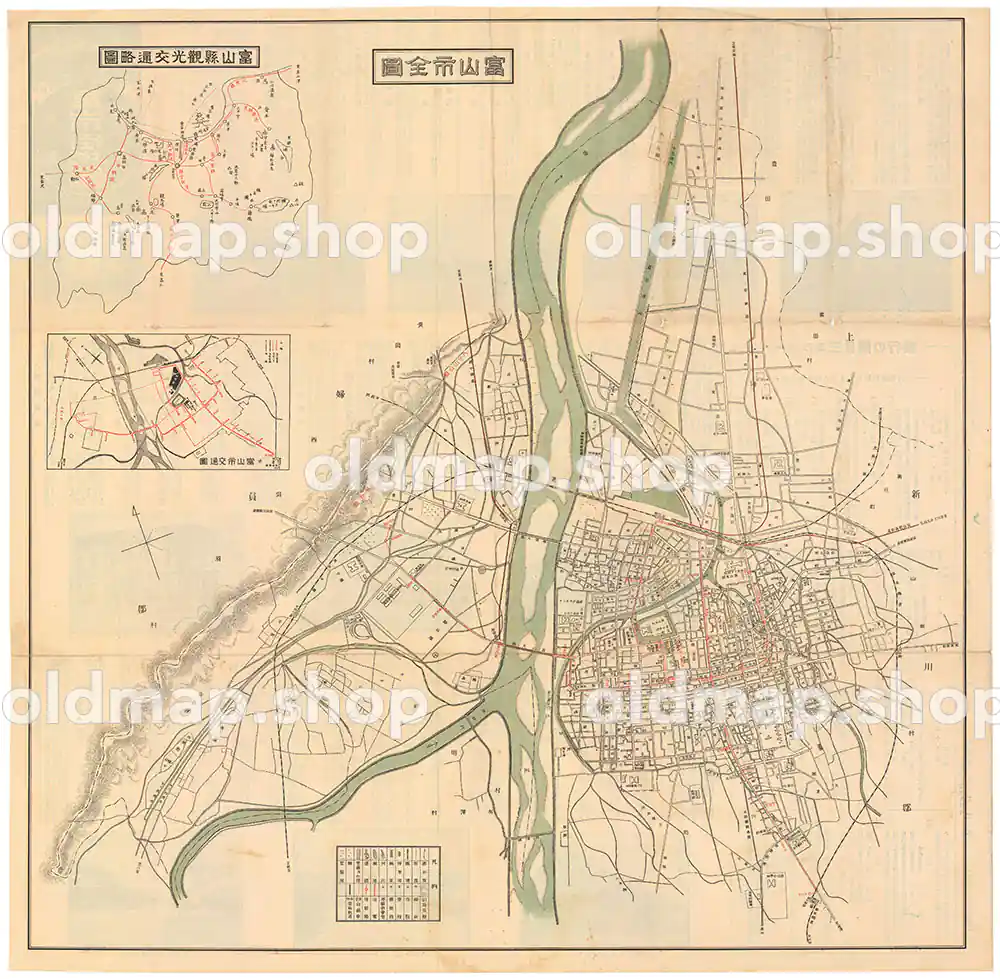 富山市街地図 昭和11年(1936) – 中部 – 古地図素材データの