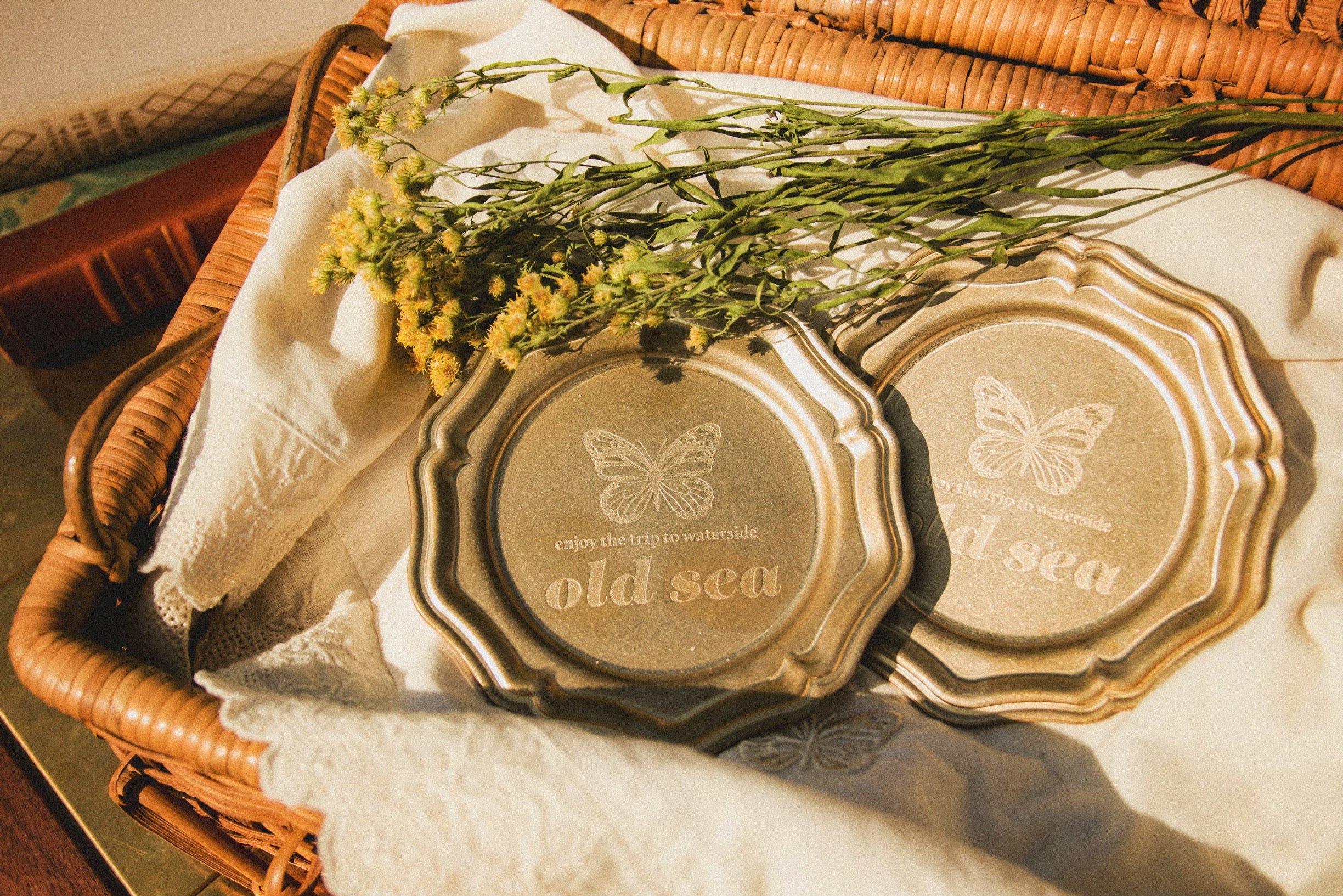 old sea×NATAL DESIGN 花リムプレート 2枚セット old sea×NATAL DESIGN