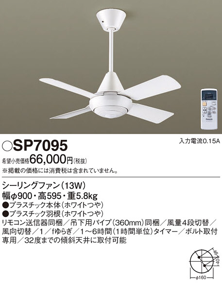 Panasonic シーリングファン SP7095 | 商品紹介 | 照明器具の通信販売