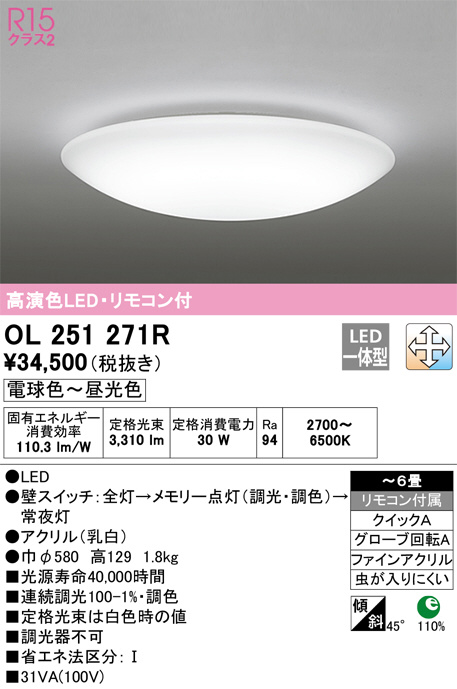 ODELIC オーデリック シーリングライト OL251271R | 商品紹介 | 照明