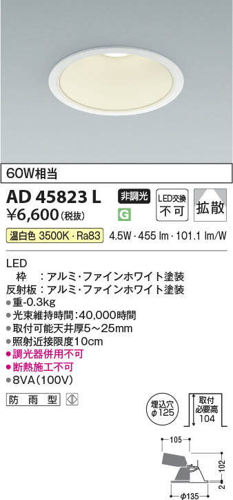 Koizumi コイズミ照明 LEDダウンライト AD45823L | 商品紹介 | 照明