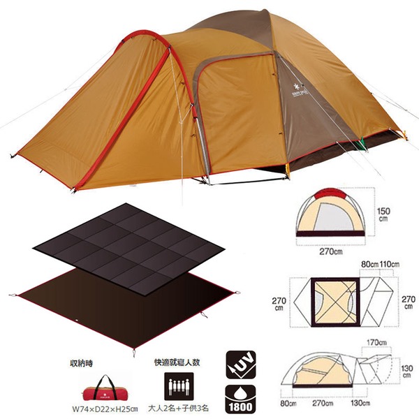 スノーピーク(snow peak) アメニティドーム+アメニティドーム マット