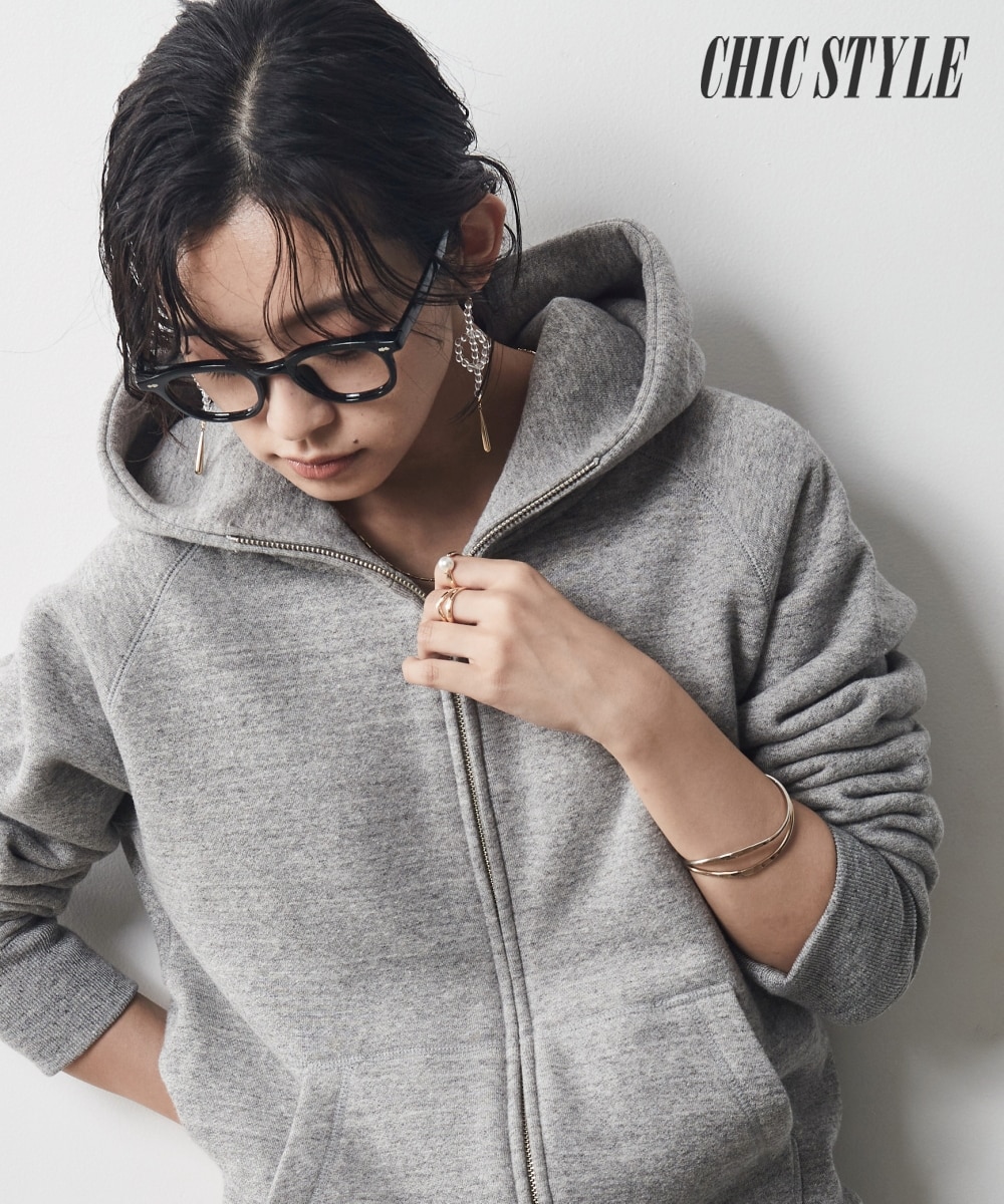 大きいサイズ 綿100％日本製こだわりのジップアップパーカー シック