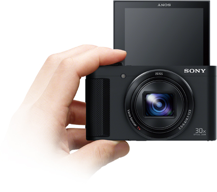 DSC-HX90V 特長 : 180度可動式液晶モニター＆Wi-Fi（R）・NFC機能