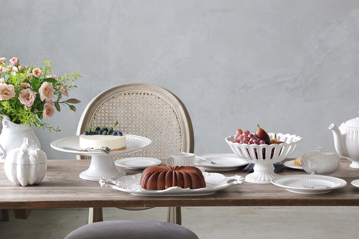 ELIOS PERLE エリオスパール ケーキスタンドホワイト 33cm イタリア