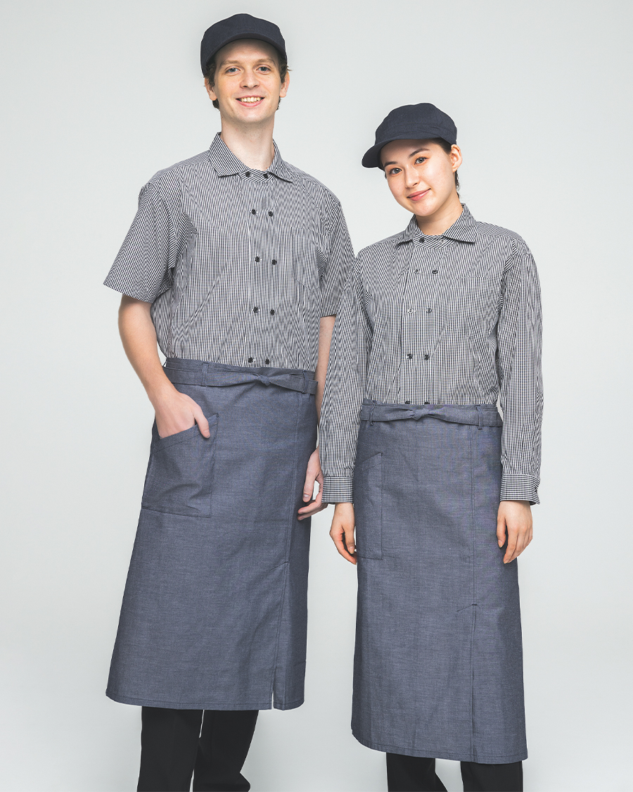 播州織シリアル・シャンブレー】サロンエプロン | ユニフォーム総合