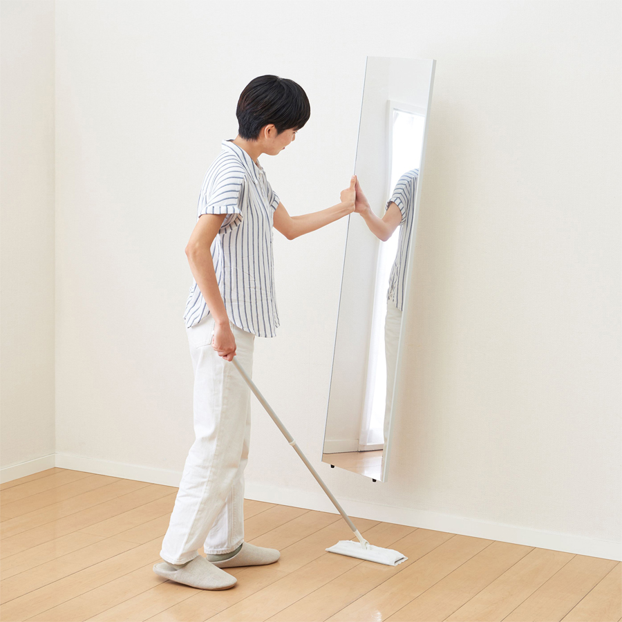 軽くて割れない壁掛けミラーⅡ スノーホワイト 30×150 N-7220