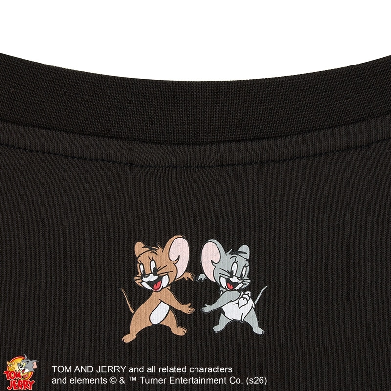 TOM and JERRY / トムとジェリー Tシャツ ブラック (ワイド)(ブラック