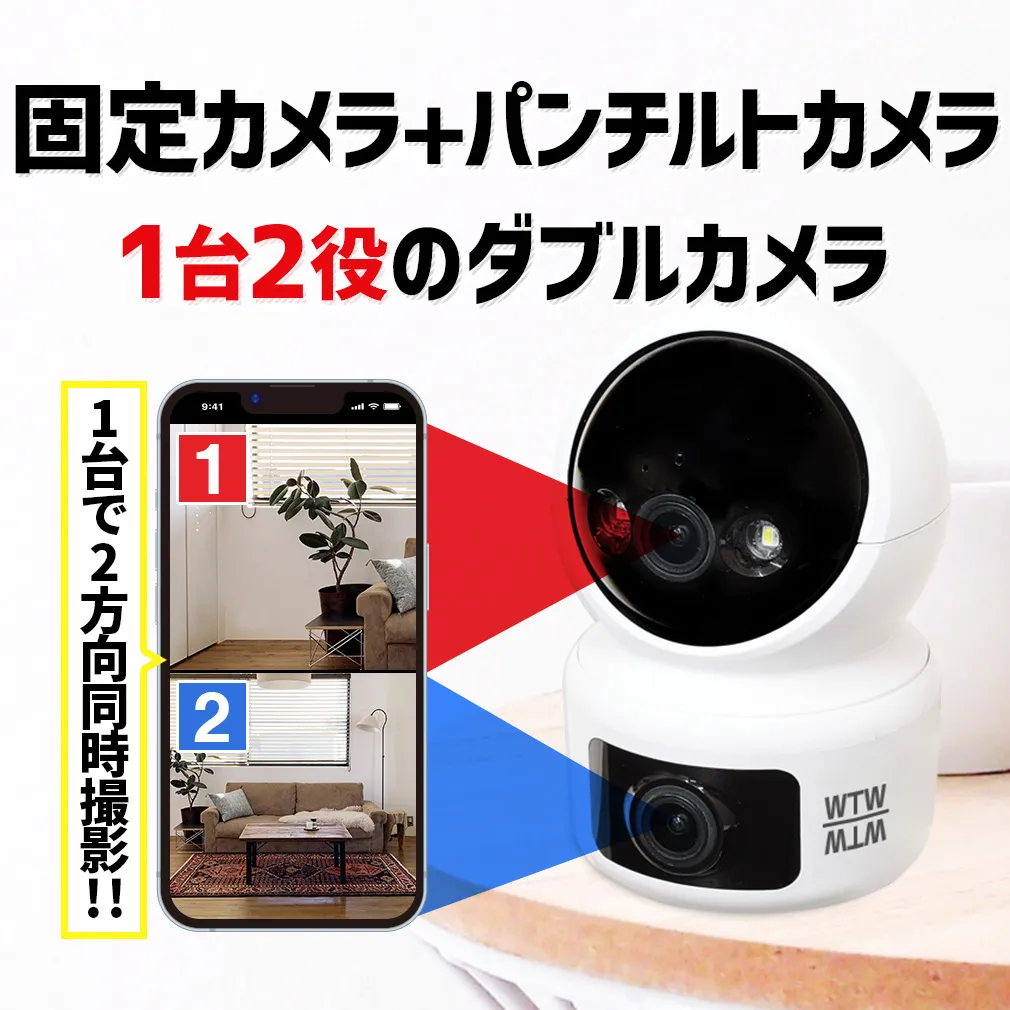 ペット監視カメラ みてるちゃん猫 自動追跡 ダブルレンズ搭載 WTW-NEKO