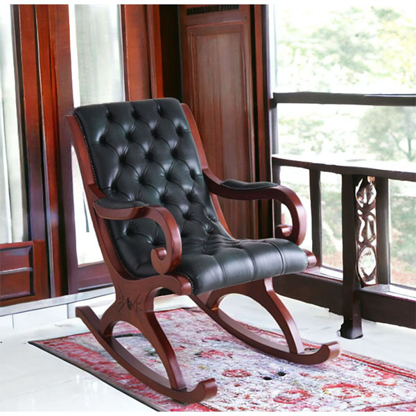 イタリア 本革 ロッキングチェア クラシック チェスターフィールド 1P