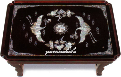 韓国螺鈿漆塗りテーブル鶴柄中 テーブル・お膳角型 夢市場本店【韓国