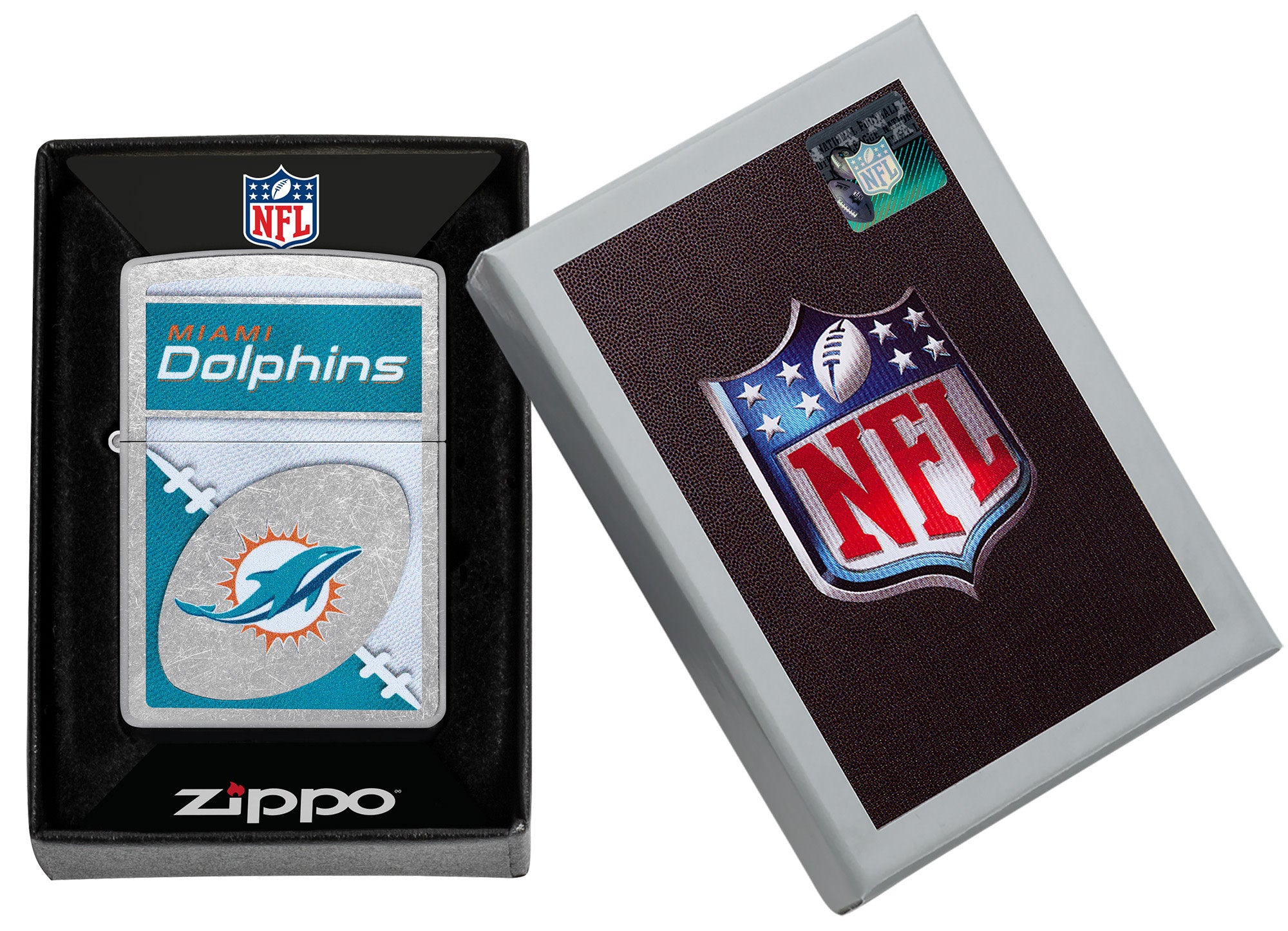 Zippo NFL Miami Dolphins Chrome Logo Design Street Chrome