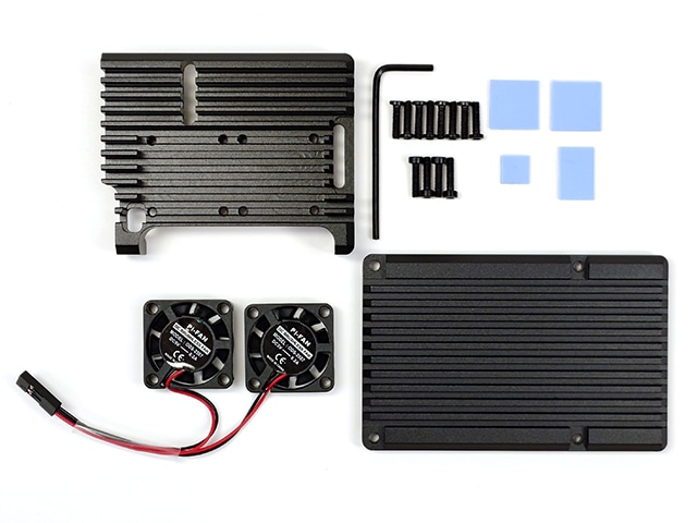Raspberry Pi 4 ヒートシンクケース ファン付 黒: 開発ツール・ボード