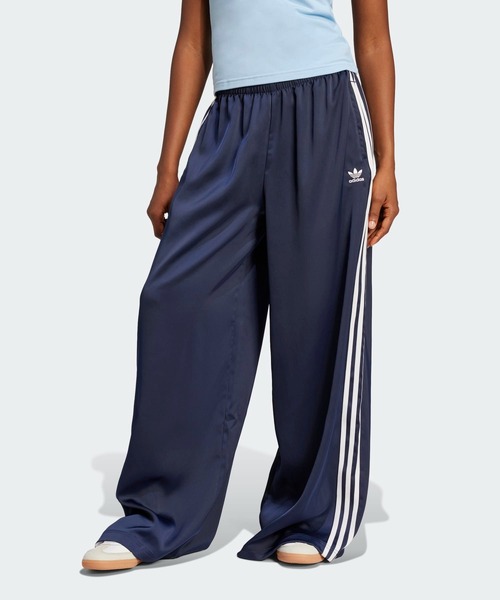 サテン ワイドレッグ トラックパンツ / バギーパンツ / アディダス