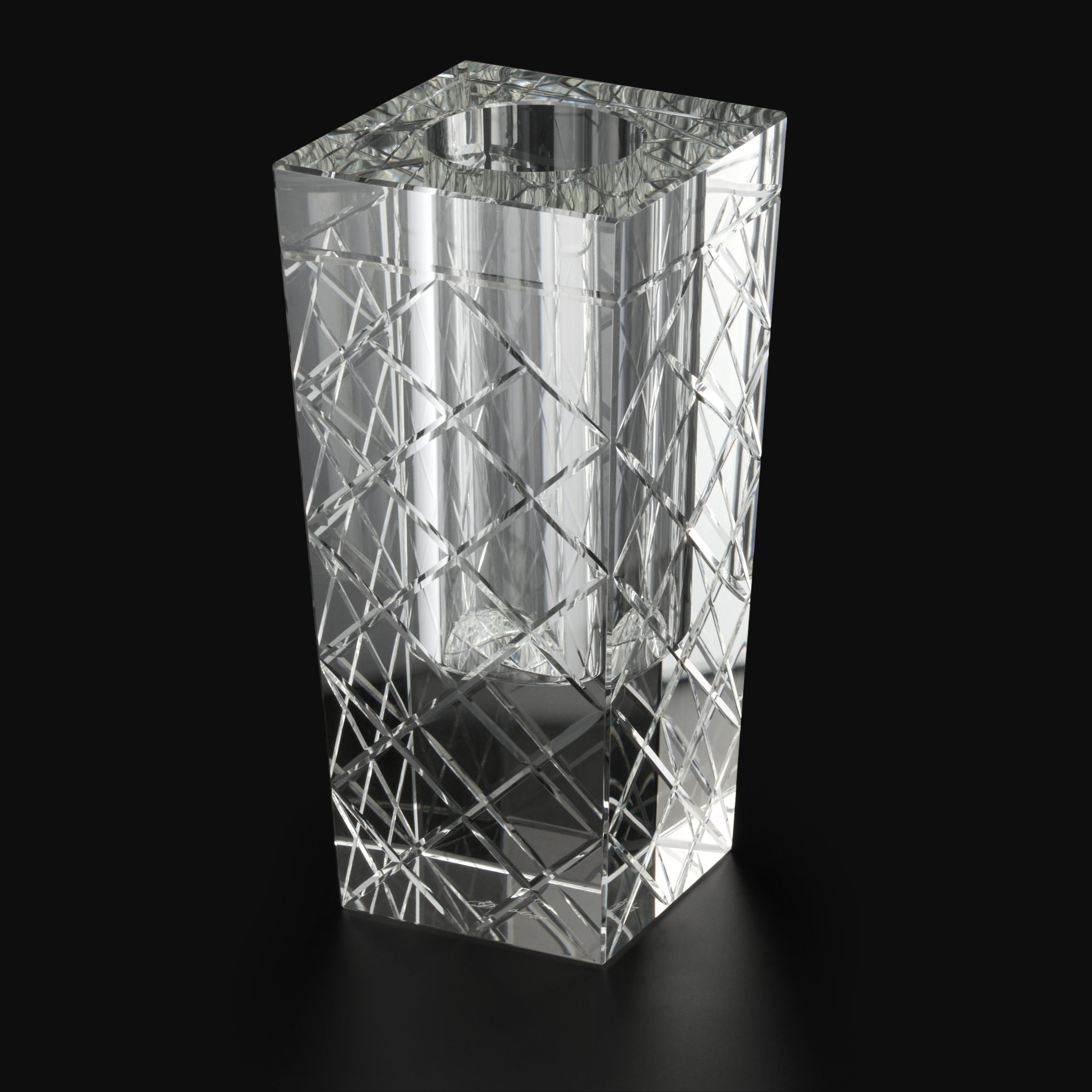 パラッツォ クリスタル 花瓶「クリア」14 x 14 x 30 cm – Palazzo
