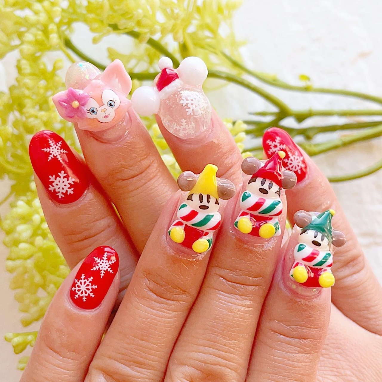 冬/クリスマス/ハンド/3D/ミディアム - NICHI nail salon & schoolの