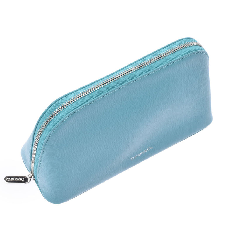 ティファニーコスメティックポーチ ブルー ユニセックス レザー ポーチ