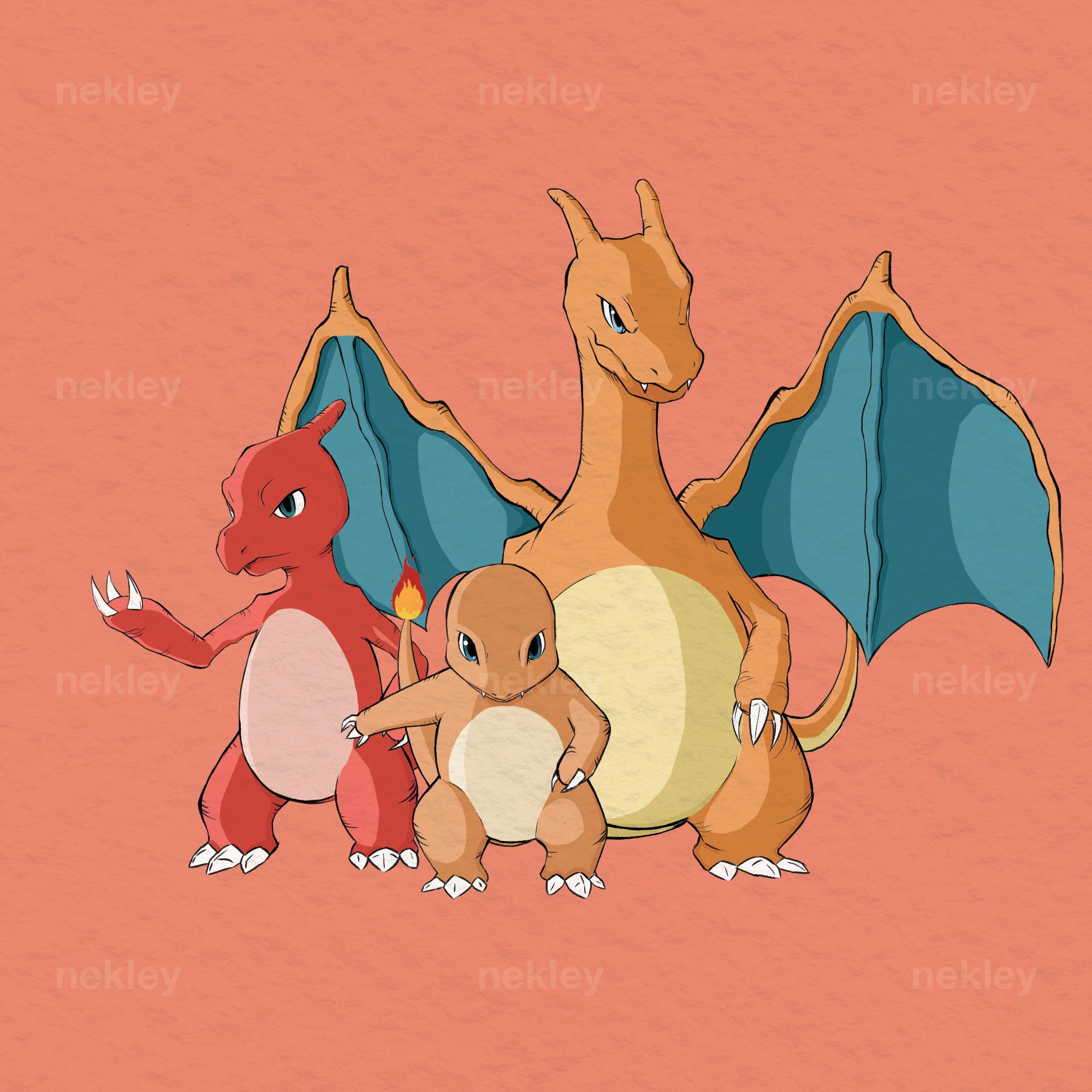 OC] 僕が作ったヒトカゲ進化ライン : r/pokemon