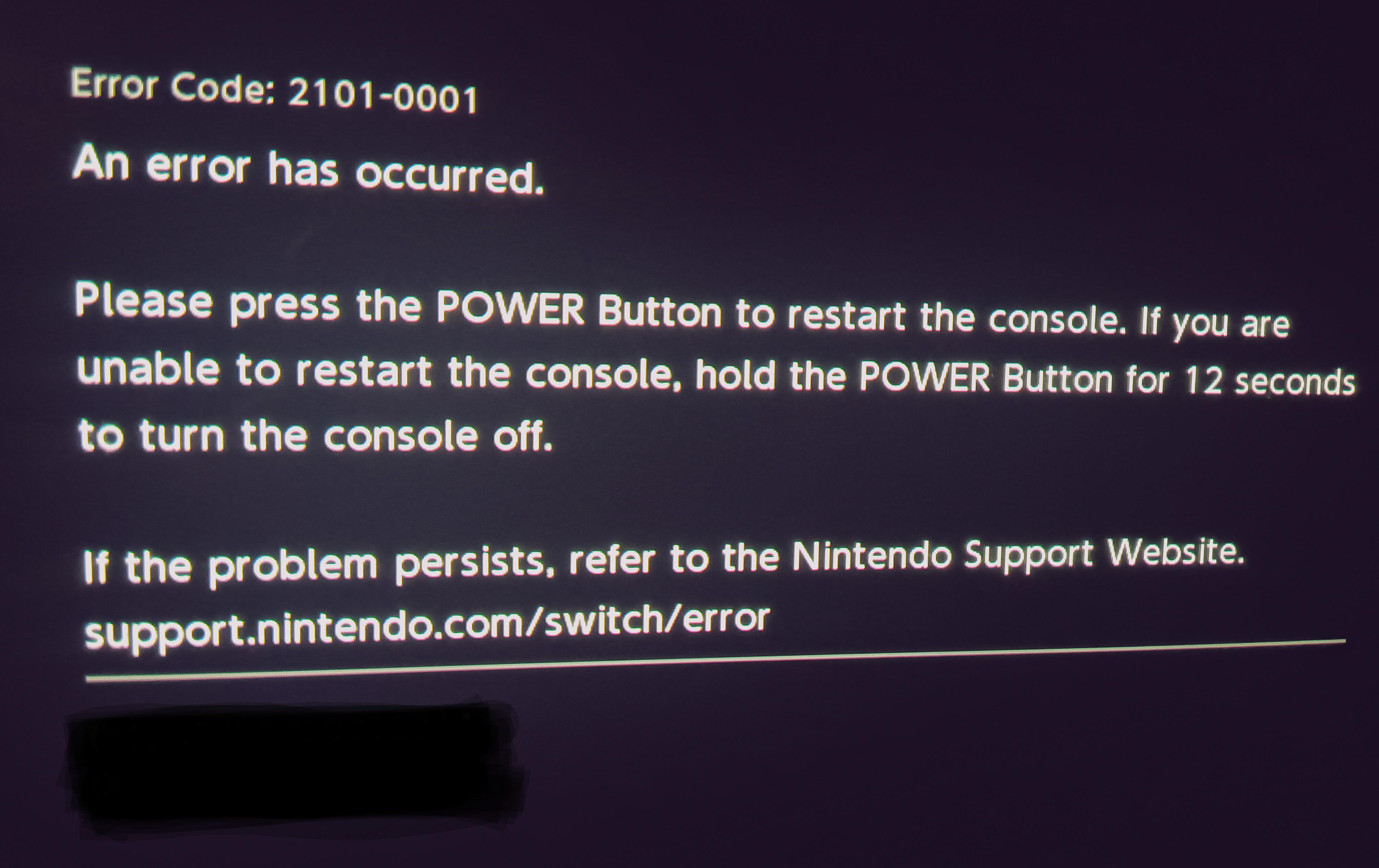 助けて！Switchの電源が入らないんだけど、このエラーコードが表示され