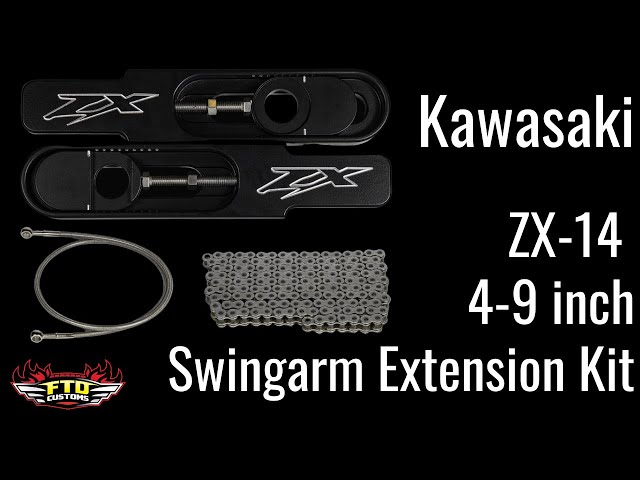 FTD Customs Kawasaki ZX-14 4-9 inch Swingarm Extension Kit - YouTube