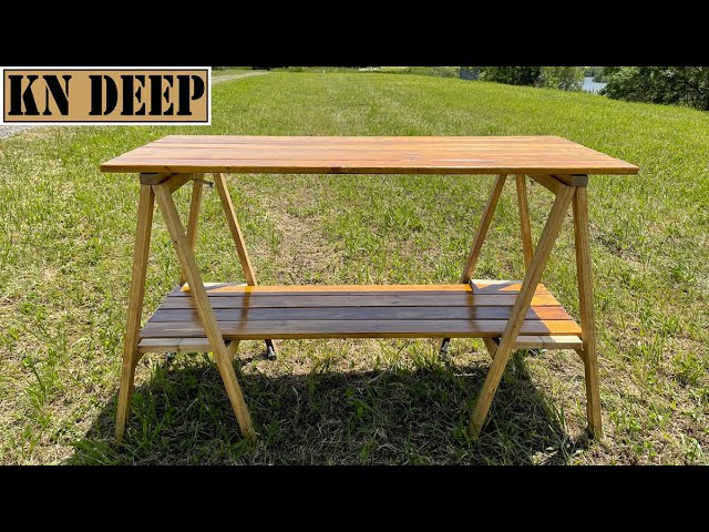 DIY】折りたたみアウトドアテーブル！ソーホース の作り方！ - YouTube
