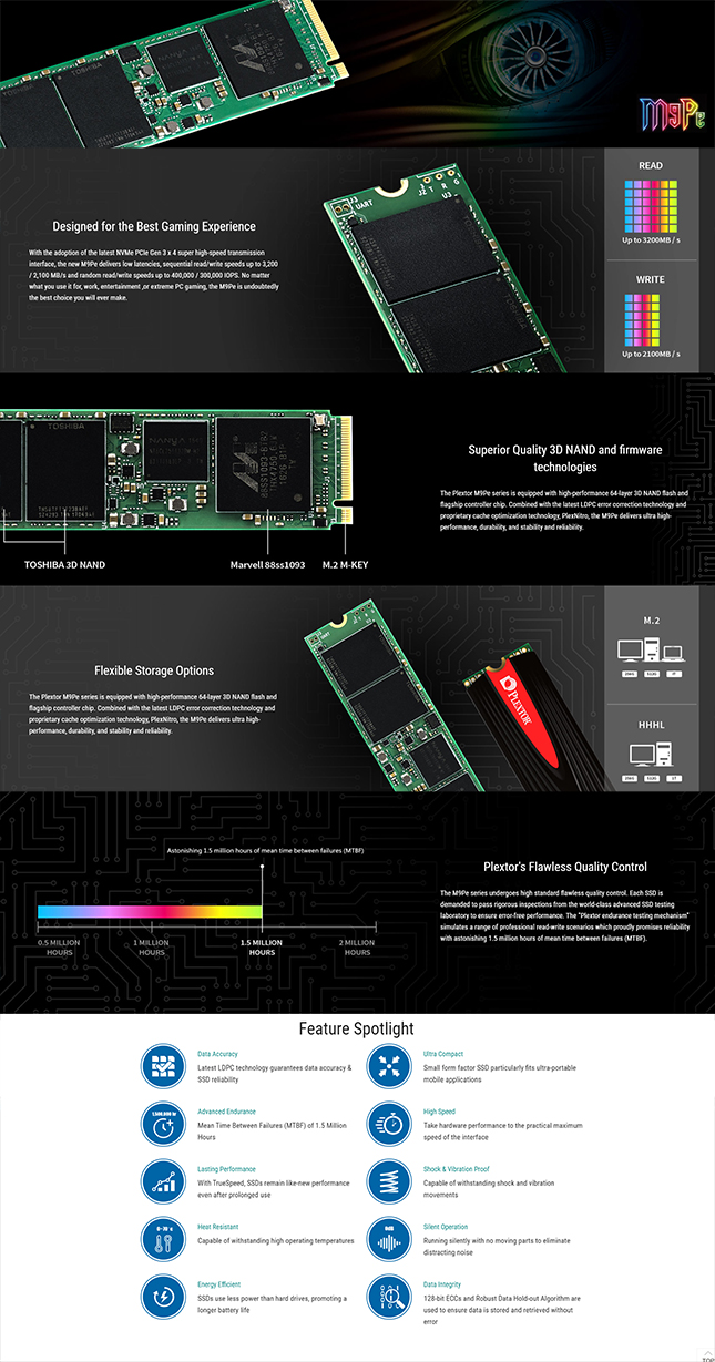 Plextor 512GB PX-512M9PeGN M.2 PCIE NVME SSD | VillMan Computers