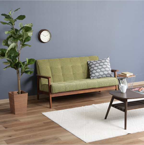 36％OFF】【送料無料】ファブリックソファ 2人掛け グリーン