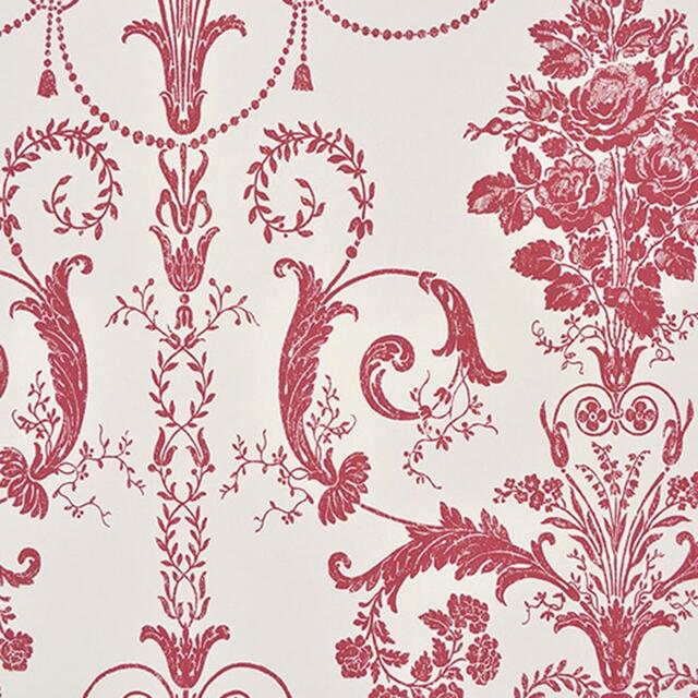 ローラアシュレイ UK製壁紙 ジョゼッテCranberry/Off White 【公式通販】