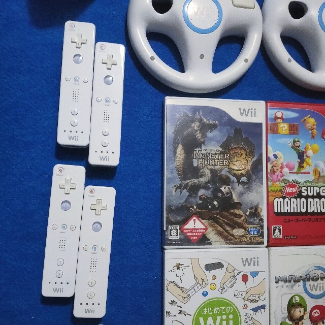 Wii - 任天堂Wii ソフト9本！ハンドル4本 本体付マリオカート太鼓の