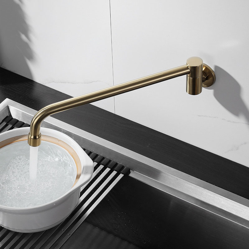 壁付水栓 キッチン蛇口 台所蛇口 単水栓 水道蛇口 回転可能 真鍮 4色