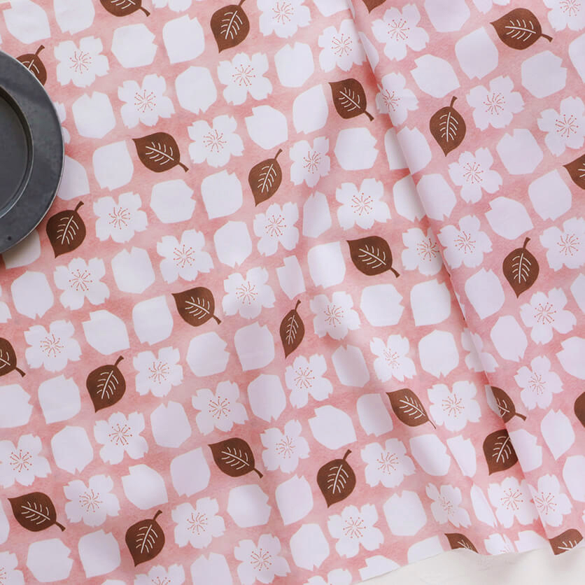 桜並べ（サーモンピンク）花柄- 布・生地の通販サイト：nunocoto fabric
